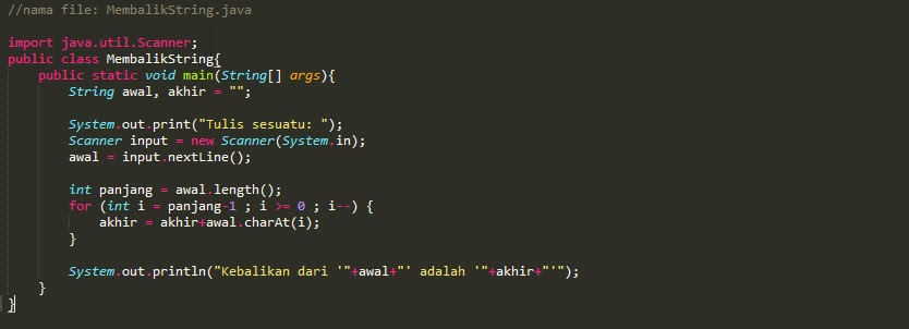 Program Java membalik inputan string 03 Program Java membalik inputan string 03