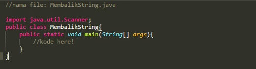 Program Java membalik inputan string 01 Program Java membalik inputan string 01
